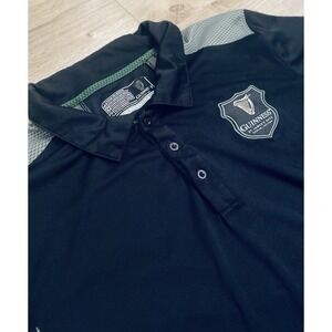 Guinness Dry Fit Performance Polo Shirt Mens L Black Gray Harp Logo Golf